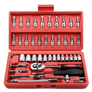 MAKGAGAAIソケットレンチセットラチェットレンチ六角ソケット組合せ工具プラスチック箱包装差込角6.3mm(1/4インチ)46Pcs