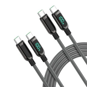 首佩LEDディスプレイ高耐久ナイロンUSB-C&USB-Cケーブル100WPD対応MacBookPro/AiriPadProiPadAir4GalaxyS20PixelLG対応(1.2m1.2m灰)