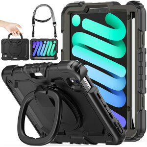 SEYMACstockiPadminiA17Pro/mini6��p�����O�n���h���ϏՌ��P�[�XiPadmini��7/6����8.3�C���`(2024/2021)��p�y�����[�V�����_�[�X�g���b�v�ی�t�B�����t���t���[��(�u���b�N)