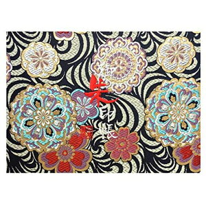 千糸繍院御朱印帳WL【黒斑花紋】西陣織金襴装丁/刺繍文字蛇腹式48ページ見開き大判(銀色刺繍文字/白色本文)