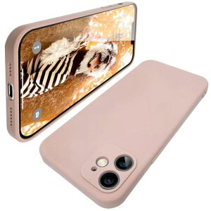 iphone12miniケースアイフォン12miniカバー耐衝撃指紋防止スマホケーマット感液体シリコンレンズ保護ソフトワイヤレス充電対応(ピンク)