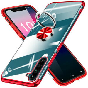 OPPOReno3Aケースクリアリング付き耐衝撃TPUバンパーメッキ加工Reno3a専用保護カバー透明軽量薄型指紋防止車載ホルダーオッポリノ3aカバー赤MD-DDZH-05-02