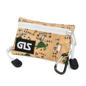 定期入れ小銭入れコインケースメンズレディース財布カラビナ付きキーリング付き(オレンジ)