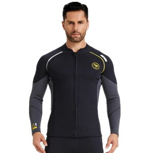 ウェットスーツメンズ&レディース3mm長袖ジャケットフロントジッパー水陸両用サーフィンフィッシングシュノーケリング水着(3NFT-2-M)