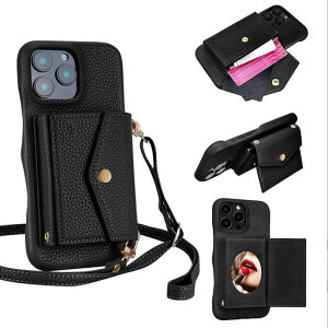 For iPhone 16 Pro �P�[�X �蒠�^ �w�� �J�[�h For �A�C�t�H��16 �v�� �V�����_�[ �~�j���C�N�~���[�t�� �w�ʃJ�[�h���[ �X�^���h�@�\ PU���U�[ ��+�c 2�|���� �����\�V�����_�[�x���g �ϏՌ� �c
