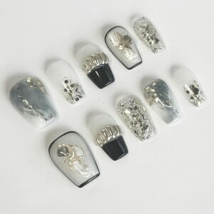 FTmoonieネイルチップネイルシールプレスオンネイルpressonnail10枚入りジェルネイルシール手作りネイルスパンコール飾りデザインおしゃれ誕生日プレゼント卒業プレゼント出勤ビジネスパー…