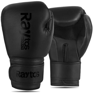 Raytos �{�N�V���O�O���[�u - ���Ռ��z�� �ʋC�� PU���U�[ �����ȃt�B�b�g�� 3�F�W�J �j�����p �b�N�{�N�V���O ��� �e�R���h�[ ���p �i���Z boxing gloves 8oz 10oz 12oz(�u���b�N, 8oz)