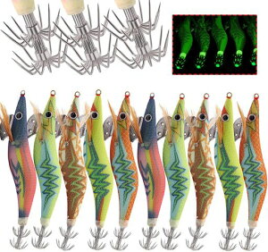 エギングエギエギ釣りルアーセット夜光エギイカタコ専用イカ釣り爆釣色全身夜光3.0号10本セット