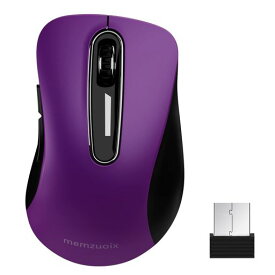 memzuoix ワイヤレスマウス 無線 2.4GHz 人間工学デザイン 長時間使用で疲れにくい 1400DPI 高精度光学トラッキング 即挿即用 USB レシーバー付属 5ボタン PC ノー トMacBook Chrome OS 対応、パープル