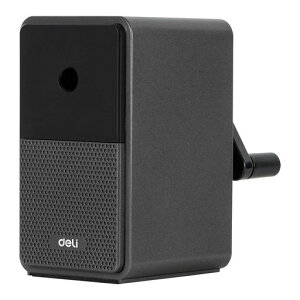 deli鉛筆削り手動ミニブラックシンプルデザイン折れ芯除去機能芯の5段調整対応自動ペン送り機能6.5~8mm多種鉛筆対応大容量ダストボックス手動鉛筆削り事務用学校用オフィス用品美術文房…