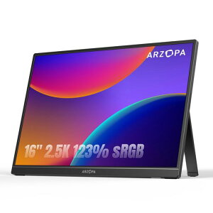 ARZOPA16�C���`2.5K���o�C�����j�^�[2560x1600QHD�����IPS�t���p�l���f�B�X�v���C123%sRGB�L�F�惂�j�^�[�����^�є��^�y��USBC/miniHDMI/�X�s�[�J�[����