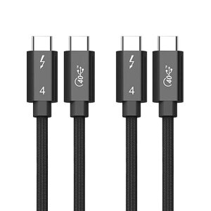 Thunderbolt 4 �P�[�u�� �u���b�N (2�{�Z�b�g0.5M+1.2M) 240W�}���[�d 8K�Ή� 40 Gbps �f�[�^�]�� Type-C &Type-C �P�[�u�� USB-C & USB-C MacBook/iPad/Mac