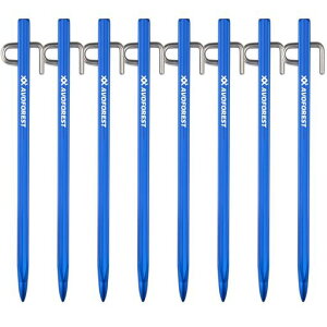 AVOFOREST鍛造ペグアルミ製ペグ超高強度7A04アルミ合金20cm/30cm4本/8本セットステンレス製フック超軽量錆びにくいテント用タープ用アウトドア/キャンプ用品岩場砂浜砂利硬い土芝生(ブルー30CM