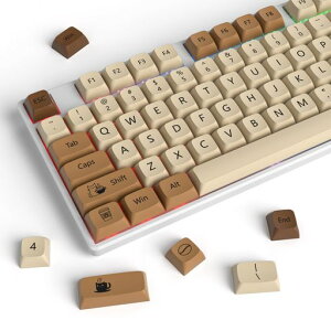 XDA PBT �L�[�L���b�v�A138 �L�[�������؃R�[�q�[�L�R�X�`���[���L�[�L���b�v�Z�b�g Cherry/Gateron MX �X�C�b�` 60 �p�[�Z���g/68/GK61 �Q�[�~���O���J�j�J���L�[�{�[�h�p(Coffe cat)