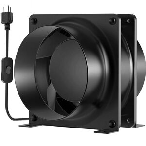 Okryainダクトファン100mm換気扇軸流ファンダクト用換気扇風量199m3/h中間取付スイッチ付き100-120V対応HA1238B1HL(φ100mm)