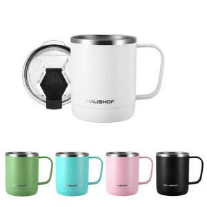 HAUSHOFステンレスマグカップ真空断熱コーヒーカップふた付き300ml保温・保冷カップ二重構造携帯マグタンブラーマグボトルコンビニマグアウトドア釣り遠足登山キャンプ【ホワイト】