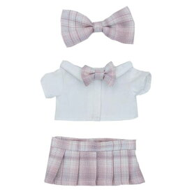 niannyyhouse 10cm 15cm 20cm ぬいぐるみ 服 JK制服セット ヘッドウェア ワイシャツ スカート 着せ替え 綿人形 アクセサリー (pink, 10cm)