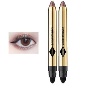 Gevlonecirlyアイシャドウペンシルキラキラアイシャドースティッククレヨンシェーディング光アイシャドウ涙袋アイシャドウペン防水ハイライト輝くうるうる瞳多色両端2グラム(x1)(07パープ…