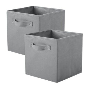 LONGSHINING収納ボックス折りたたみ式収納ケース2点セット取っ手付き不織布製幅27x奥行27x高さ28cmカラーボックス対応衣類収納おもちゃ収納リビング収納小物入れ文書箱おしゃれ折り畳み可…