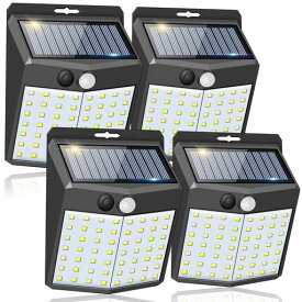【3つ知能モード4個】ソーラーライト屋外56LEDセンサーライト人感センサーFocondot屋外照明太陽光発電省エネ防水防犯自動点灯300°照明範囲両面テープ付き壁掛け/庭/柵/玄関/ガーデン/駐車…