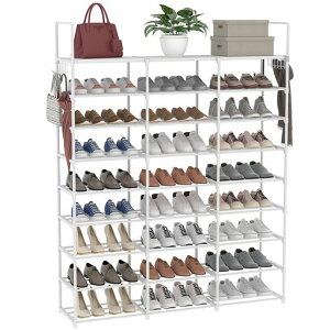 MIZXCIOMシューズラック幅130x奥行27x高さ158cm3列9段大容量靴収納ラック分割可能・組立簡単・高さ調整可多機能ポータブル靴整理器靴箱下駄箱棚通気性玄関/廊下/クローゼット対応靴/ブーツ/…