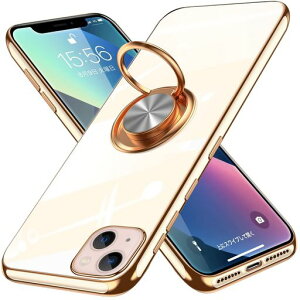 iPhone14用ケースリング付きメッキ加工クリアTPU耐衝撃驚くほどの手触り車載ホルダー対応軽量薄型レンズ保護マット感人気落下防止アイフォン14用スマホケース白MD-6DDD-12-03