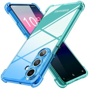 GalaxyS25用ケースクリア薄型グラデーション色ケース軽量tpu耐衝撃スマホケース透明米軍MIL規格取得おしゃれ黄変防止防塵一体型人気ギャラクシーs25用携帯カバーブルー/緑MD-SXJB-73-05
