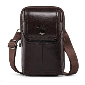 EDIMRAYスマホポーチメンズベルトレザー2台収納耐久性多機能本革ミニショルダーバッグ小型腰用携帯電話ウエストポーチiPhoneAndroid対応軽量ジップ付き調整可能スマホショルダーバッグ