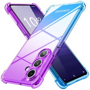GalaxyS25用ケースクリア薄型グラデーション色ケース軽量tpu耐衝撃スマホケース透明米軍MIL規格取得おしゃれ黄変防止防塵一体型人気ギャラクシーs25用携帯カバーパープルブルーMD-SXJB-73-02