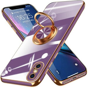 iPhoneXsMax用ケースリング付きメッキ加工TPU耐衝撃驚くほどの手触り車載ホルダー対応軽量薄型レンズ保護マット感人気落下防止アイフォンXsMax用スマホケースさくら紫MD-6DDD-05-11
