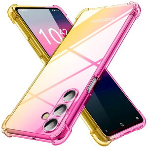 GalaxyS24用ケースクリア薄型グラデーション色ケース軽量tpu耐衝撃スマホケース透明米軍MIL規格取得おしゃれ黄変防止防塵一体型人気ギャラクシーs24用携帯カバーピンク/ゴールドMD-JBK-039-01