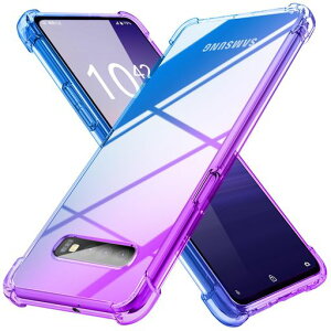 GalaxyS10ケースクリアSC-03L/SCV41ケース薄型グラデーション色ケース軽量tpu耐衝撃スマホケース透明米軍MIL規格取得おしゃれ黄変防止防塵一体型人気ギャラクシーs10携帯カバー紫/ブルー