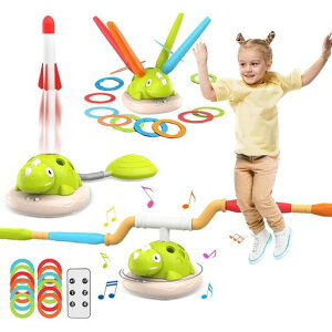 3In1電動縄跳び玩具子供幼児ロケットランチャー輪投げおもちゃ恐竜玩具音楽&リモコン付き外遊びグッズ室内運動キャンプ遊び公園遊びグッズファミリースポーツ親子ゲーム男の子おもち…