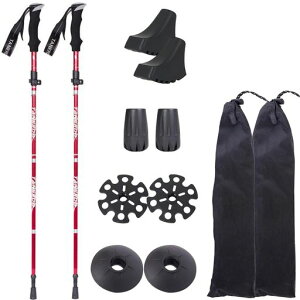 サムコストレッキングポール2本セット付属品付き折りたたみ式30-110cm伸縮可長さ調整可能登山ストックウォーキングウォーキングポール登山杖ステッキポールアウトドア男女兼用収納バッ…