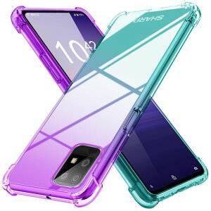 AquosZero6用ケースSHG04用ケースクリア薄型グラデーション色ケース軽量tpu耐衝撃スマホケース透明米軍MIL規格取得おしゃれ黄変防止防塵一体型人気アクオスZero6用携帯カバー紫/緑