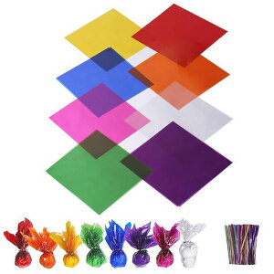 MOCOXYKLXYセロファンカラーセロハン透明紙8色200枚19x19cm装飾梱包工作DIY手作りステ手芸紙工作用アルバム制作、卒業プレゼント、祝日プレゼントなどのラッピングに使用