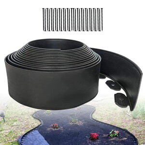 ガーデンエッジフェンス花壇フェンス土留め芝の根止めにもDIY庭造り園芸新型厚肉Lタイプ簡単な取り付け(高さ15cmx長さ10mブラウン)