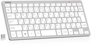 Arteck2.4Gワイヤレスキーボード無線軽量コンパクトメディア機能ホットキーショートカットコンピューター、デスクトップ、PC、ラップトップ、Surface、スマートテレビ、Windows11/10/8/7との交…