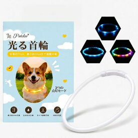 【新登場】光る首輪 LED レインボーカラー 3色発光モード IPX5防水 30分フル充電で4時間連続使用可能 長さ調整簡単(35cm-70cm)小型犬・中型犬・大型犬 全犬種対応 ワンタッチで簡単フィット …