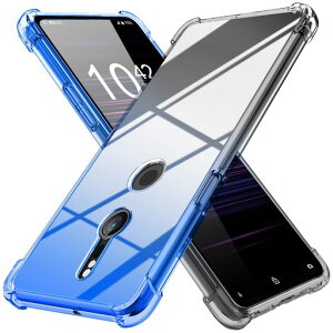 XperiaXZ2ケースSO-03KSOV37ケースクリア薄型グラデーション色ケース軽量tpu耐衝撃スマホケース透明米軍MIL規格取得おしゃれ黄変防止防塵一体型人気エクスペリアXZ2携帯カバーブルーブラック