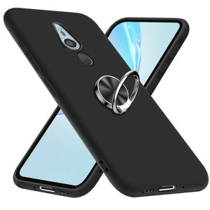 XperiaXZ2ケースリング付きシリコン保護ケース磨り表面SO-03KSOV37ケースXZ2スマホケースtpuスリム薄型ストラップホール付き一体型指紋防止軽量人気ソニーエクスペリアXZ2携帯カバー黒