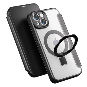 �yMagsafe�Ή� ���@�\�X�^���h�zsmhokesu iPhone 13/14���p �P�[�X �蒠�^ MagSafe�[�d �����O �J�[�h���[ �}�O�l�b�g�� �w�ʓ��� �J�����ی�J�o�[��̌^ �ϏՌ� �S�ʕی� 6.1�C���`�p �u���b�N