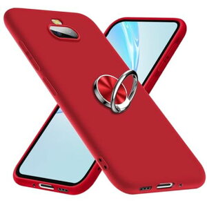 Xperia8用ケースリング付きSOV42902SO用ケースシリコン保護ケース磨り表面スマホケースtpuスリム薄型ストラップホール付き一体型指紋防止軽量人気エクスペリア8用携帯カバー赤