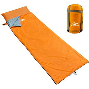 Sutekus寝袋シュラフアウトドアキャンプコンパクト超軽量スリーピングバッグ封筒型枕カバー付き最低使用温度8度快適温度15度(オレンジ)