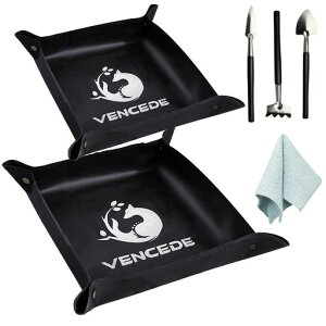 Vencede園芸シート防水折り畳み2サイズセット園芸マット50cm70cmガーデニングシート厚手植え替えシートアガベ多肉塊根ガーデニングマット園芸トレイガーデニングトレイ黒園芸用品ガーデ…