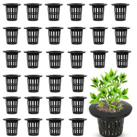 LEACAGR水耕栽培鉢30個セット定植かごプラスチックメッシュポット植物育成カップ水耕栽培ポット園芸庭園ガーデンニング苗運搬植物栽培有機栽培水培養定植育苗かご(ブラック)