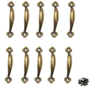 BLOOPICミニ取手プルハンドル亜鉛合金アーチ型強化ボックスハンドルアンティーク調ユニバーサルレトロネジ家具引き出し取っ手耐摩耗耐久性キッ10個入り付属ネジ(ブロンズ+8cm)