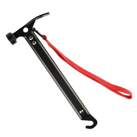 キャンプハンマー鍛造ペグ高炭素鋼3in1多機能テントハンマーアルミ製軽量ペグ打ちペグ引き土堀りアウトドア登山ツーリングキャンプ防災設営用具日常作業(ブラック)