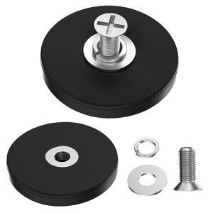 2個ネオジム磁石ラバーコマグネットD43x6mm超強力マグネット丸型M4ネジ付きマグネット強力磁石穴付きマグネット平超強力ネオジム磁石ねじ込み用マグネット大きポットマグネットLED作業…