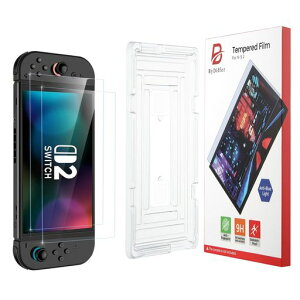 ByDiffer対応Switch2ガラスフイルムガイド枠付き【Seninhi】【2枚セット日本旭硝子製-高品質】対応Switch2フイルムガイド枠付き全面保護強化ガラス液晶対応Switch2保護フィルムケースカバー